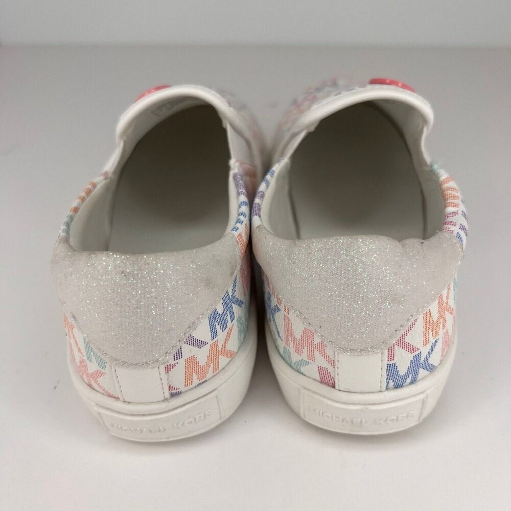 Michael Kors Girls White Casual Fabric MK Logo Low Top Flat Size 3 Slip On Shoes - Picture 5 of 9